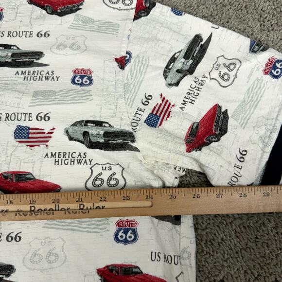 VINTAGE Route 66 Polo Shirt Mens Extra Large White Muscle Car All Over Print - Picture 9 of 10